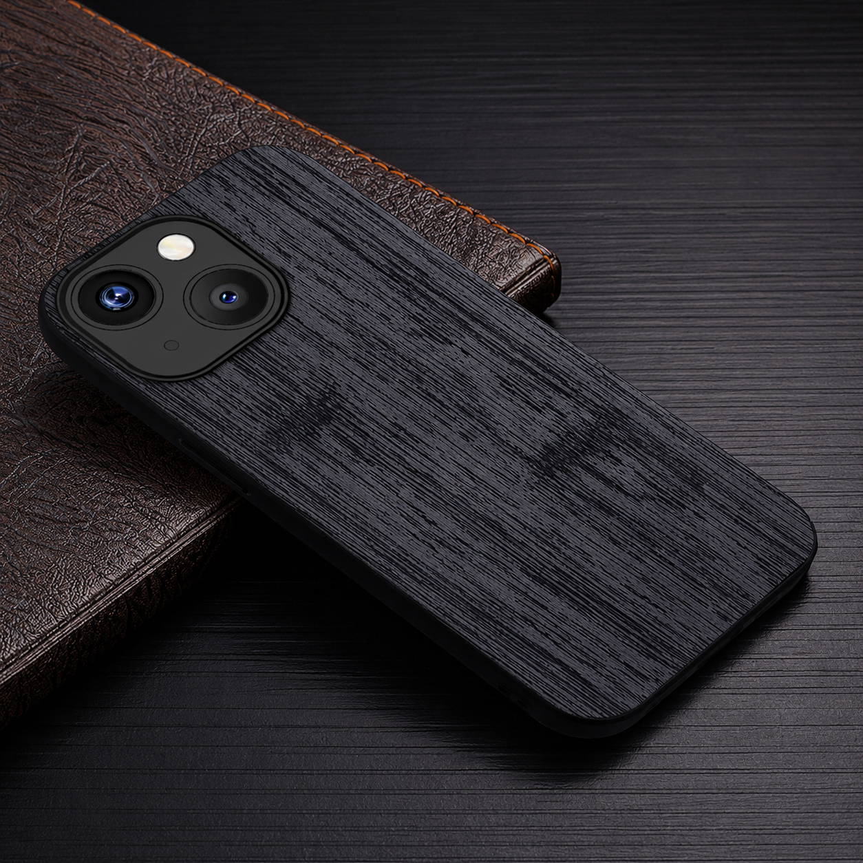 Luxury iPhone Case MagSafe Compatible Bamboo Wood Leather Texture Protective Cover Camera Lens Protection Shockproof Slim Natural Finish Design