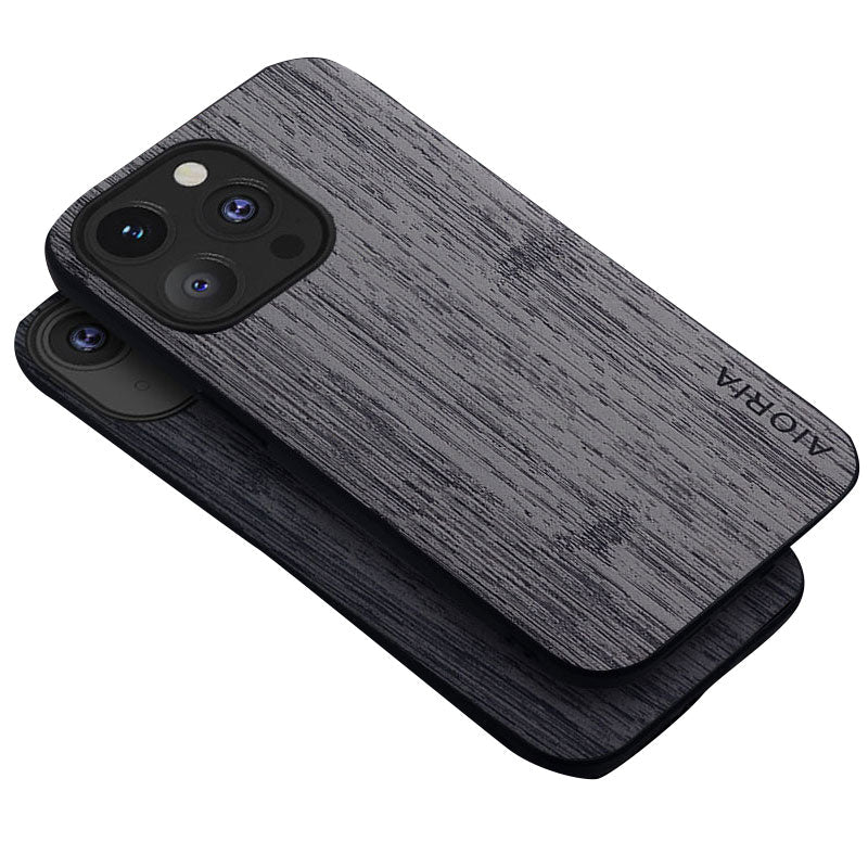 Luxury iPhone Case MagSafe Compatible Bamboo Wood Leather Texture Protective Cover Camera Lens Protection Shockproof Slim Natural Finish Design