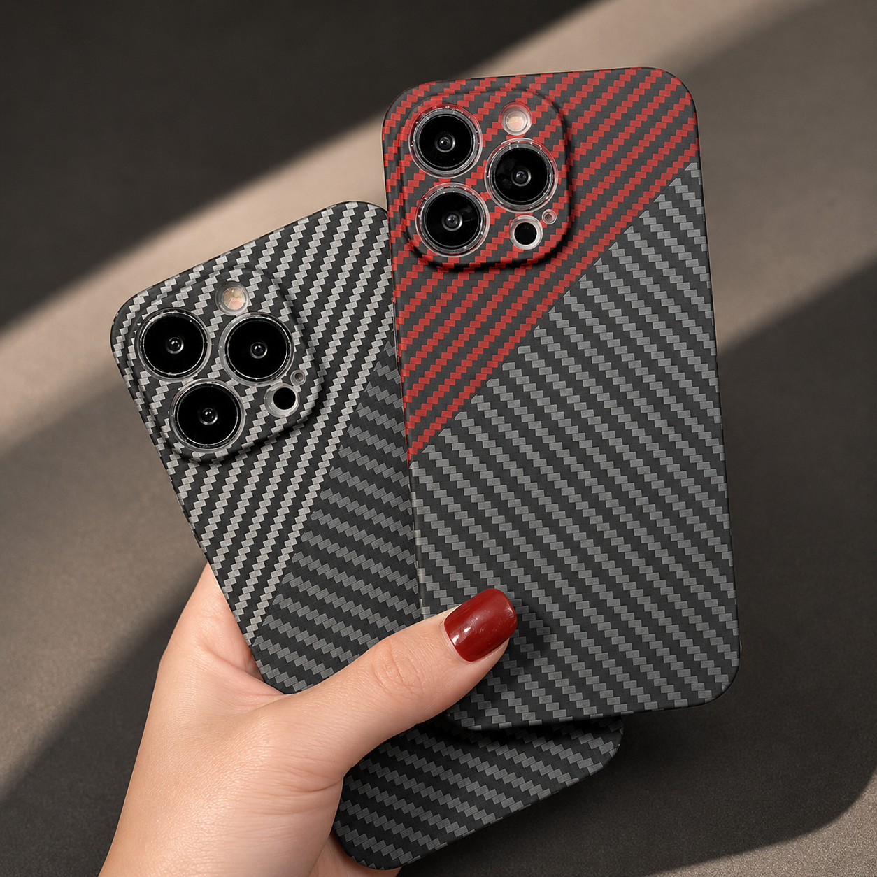 Luxury iPhone Case MagSafe Compatible Carbon Fiber Texture Matte Protective Cover Camera Lens Protection Shockproof Hard PC Slim Lightweight Design