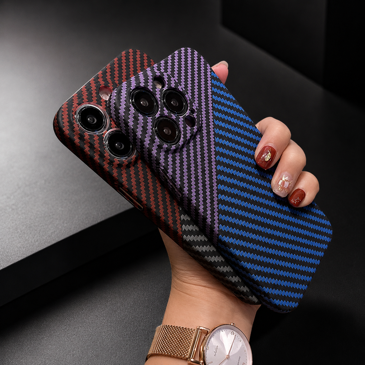 Luxury iPhone Case MagSafe Compatible Carbon Fiber Texture Matte Protective Cover Camera Lens Protection Shockproof Hard PC Slim Lightweight Design