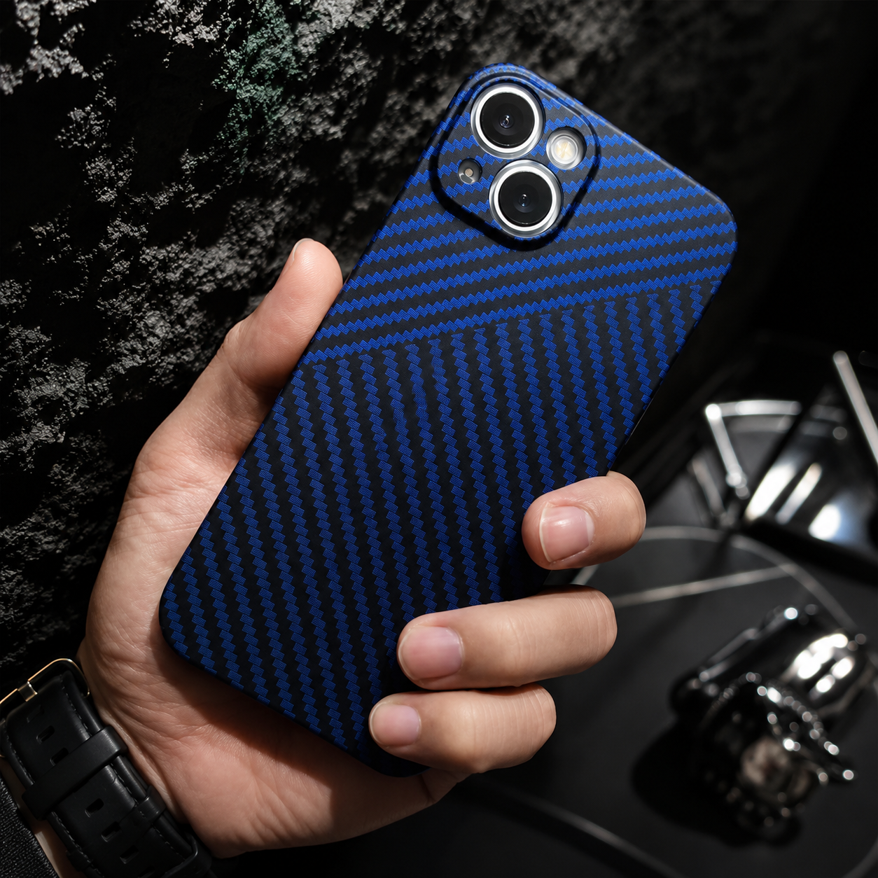Luxury iPhone Case MagSafe Compatible Carbon Fiber Texture Matte Protective Cover Camera Lens Protection Shockproof Hard PC Slim Lightweight Design
