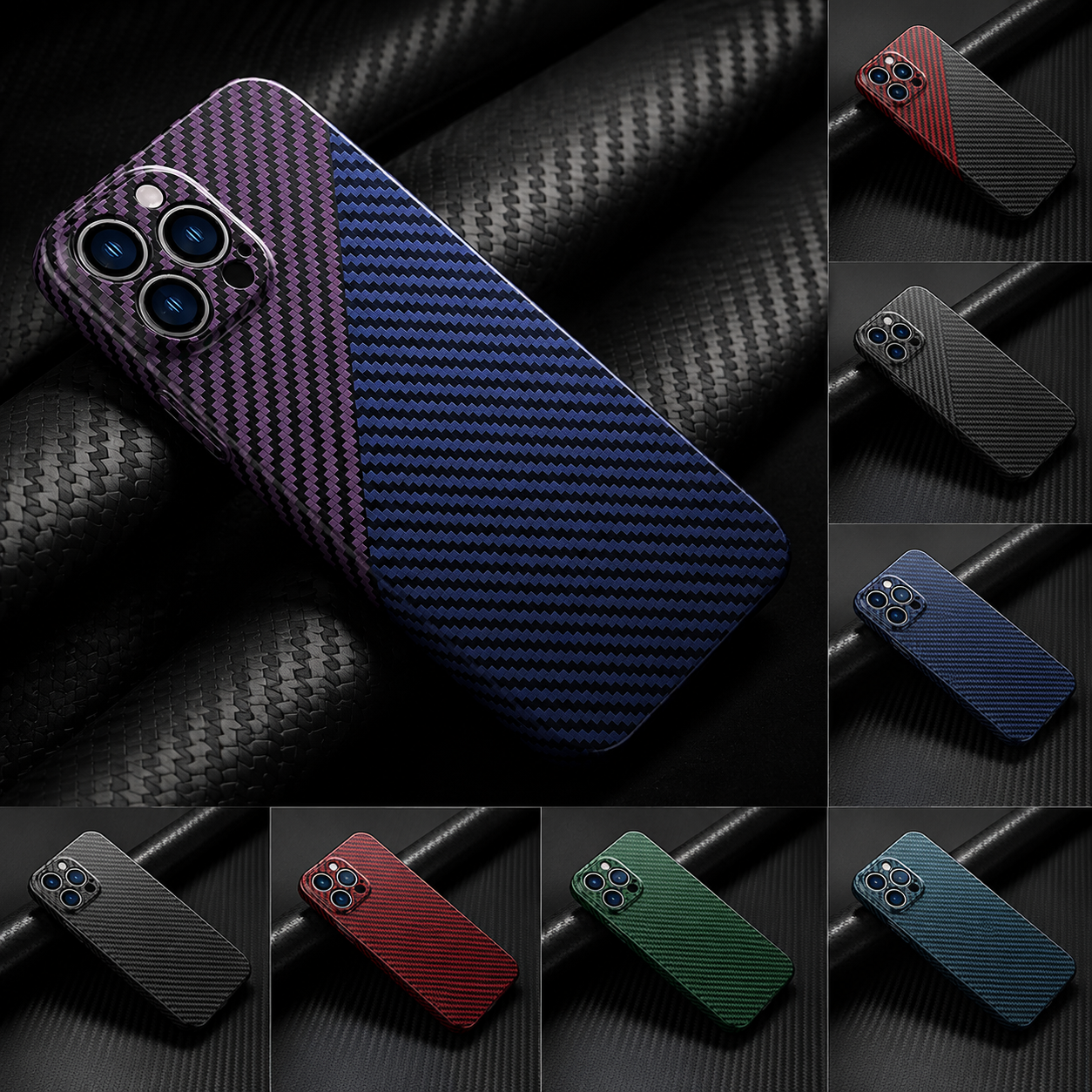 Luxury iPhone Case MagSafe Compatible Carbon Fiber Texture Matte Protective Cover Camera Lens Protection Shockproof Hard PC Slim Lightweight Design