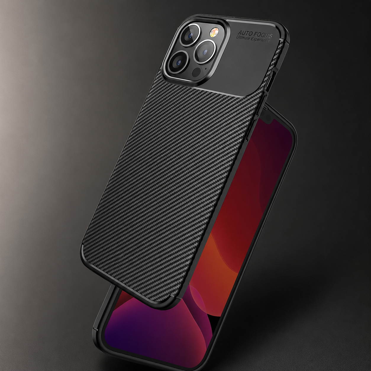 Luxury iPhone Case MagSafe Compatible Carbon Texture Silicone Protective Cover Camera Lens Protection Shockproof Ultra Thin Slim Lightweight Design