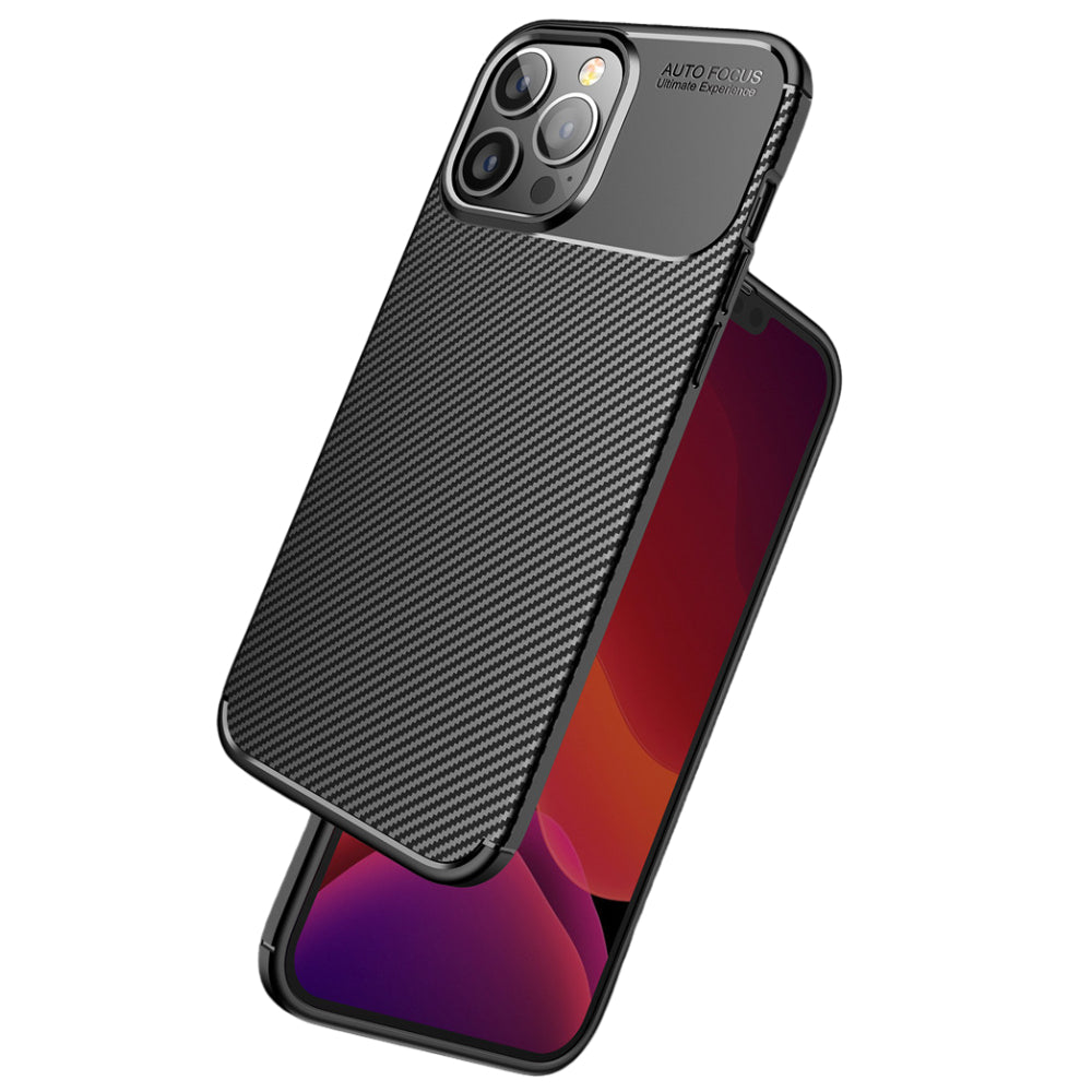 Luxury iPhone Case MagSafe Compatible Carbon Texture Silicone Protective Cover Camera Lens Protection Shockproof Ultra Thin Slim Lightweight Design