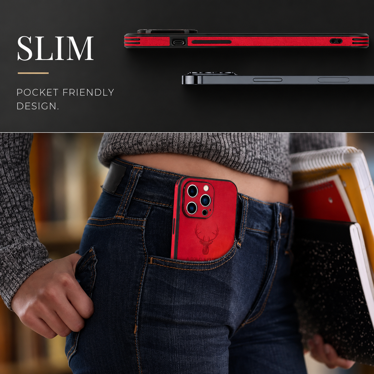 Luxury iPhone Case MagSafe Compatible Deer Leather Texture Protective Cover Camera Lens Protection Shockproof Ultra Thin Slim Lightweight Design