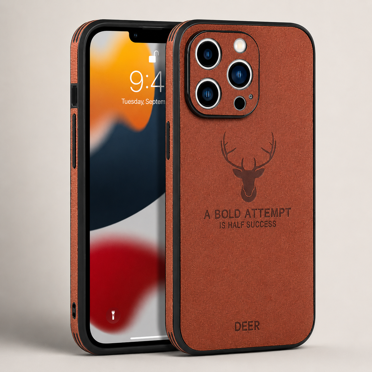 Luxury iPhone Case MagSafe Compatible Deer Leather Texture Protective Cover Camera Lens Protection Shockproof Ultra Thin Slim Lightweight Design