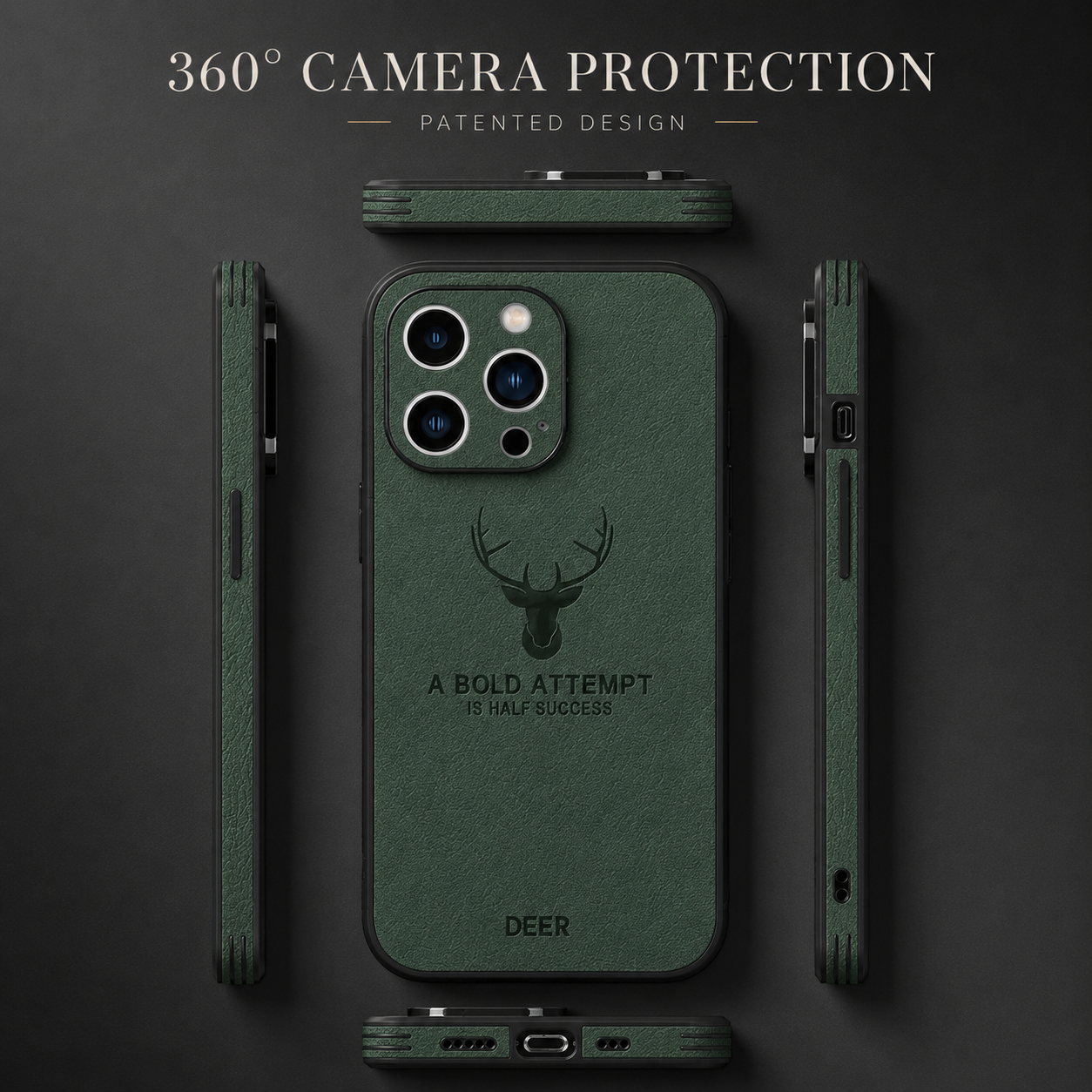Luxury iPhone Case MagSafe Compatible Deer Leather Texture Protective Cover Camera Lens Protection Shockproof Ultra Thin Slim Lightweight Design