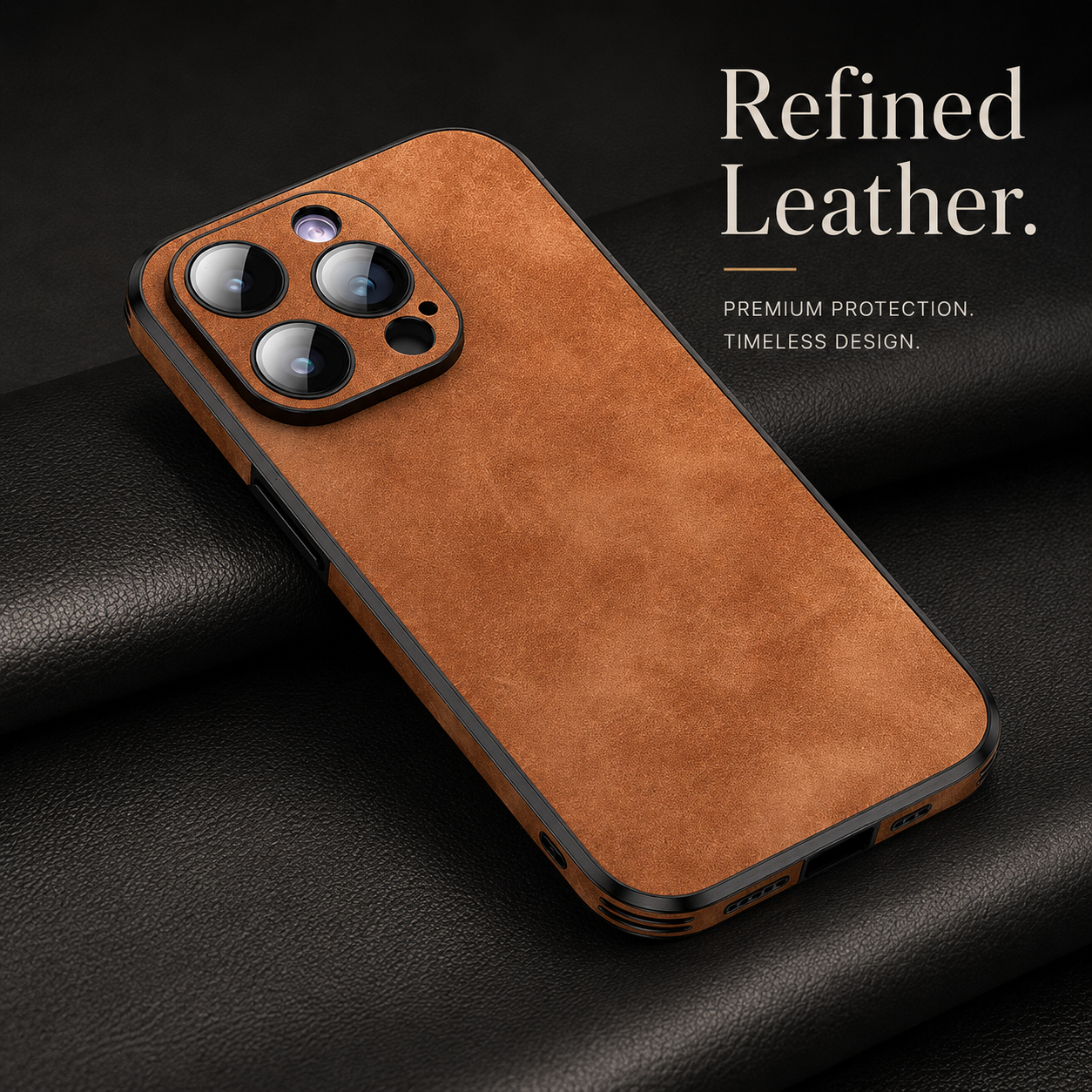 Luxury iPhone Case MagSafe Compatible Genuine Leather Design with Camera Lens Protection, Shockproof Construction, Slim Lightweight Premium Finish