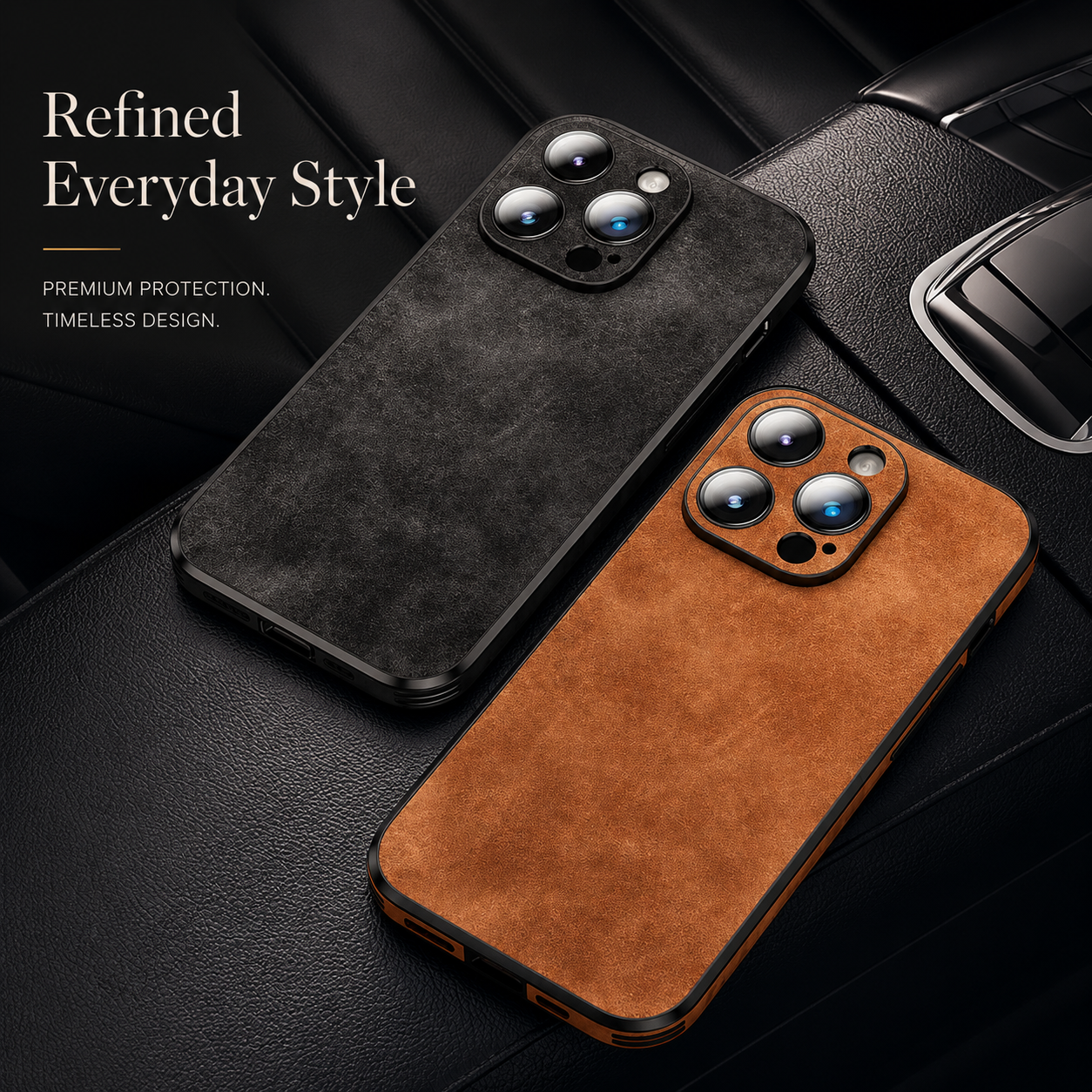 Luxury iPhone Case MagSafe Compatible Genuine Leather Design with Camera Lens Protection, Shockproof Construction, Slim Lightweight Premium Finish