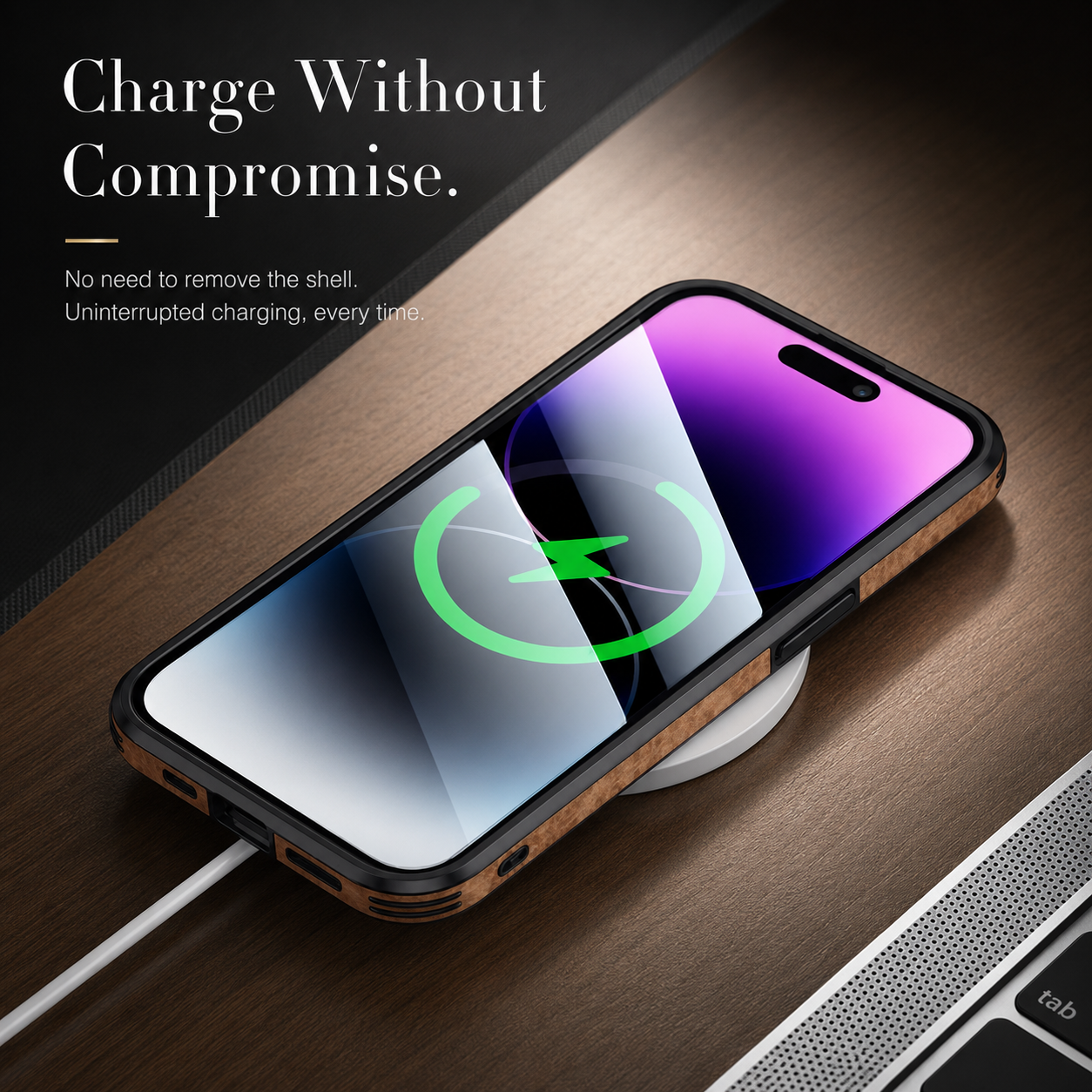 Luxury iPhone Case MagSafe Compatible Genuine Leather Design with Camera Lens Protection, Shockproof Construction, Slim Lightweight Premium Finish