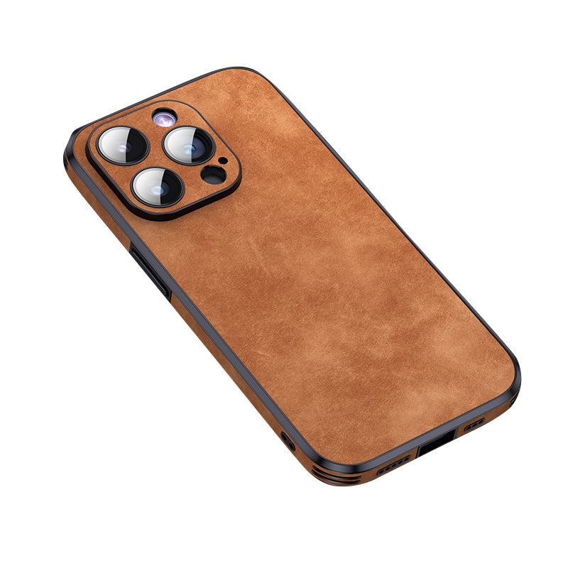 Luxury iPhone Case MagSafe Compatible Genuine Leather Design with Camera Lens Protection, Shockproof Construction, Slim Lightweight Premium Finish