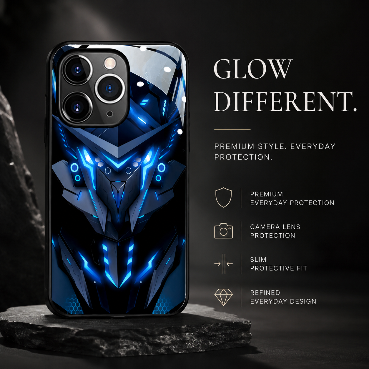 Luxury iPhone Case MagSafe Compatible LED Notification Light Protective Cover Camera Lens Protection Shockproof Mecha Design Ultra Thin