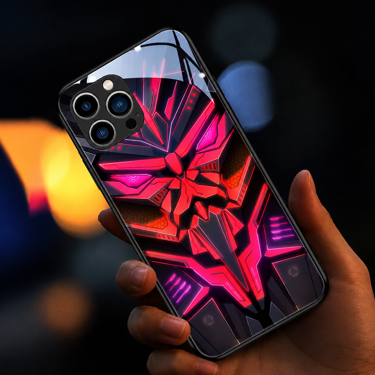 Luxury iPhone Case MagSafe Compatible LED Notification Light Protective Cover Camera Lens Protection Shockproof Mecha Design Ultra Thin
