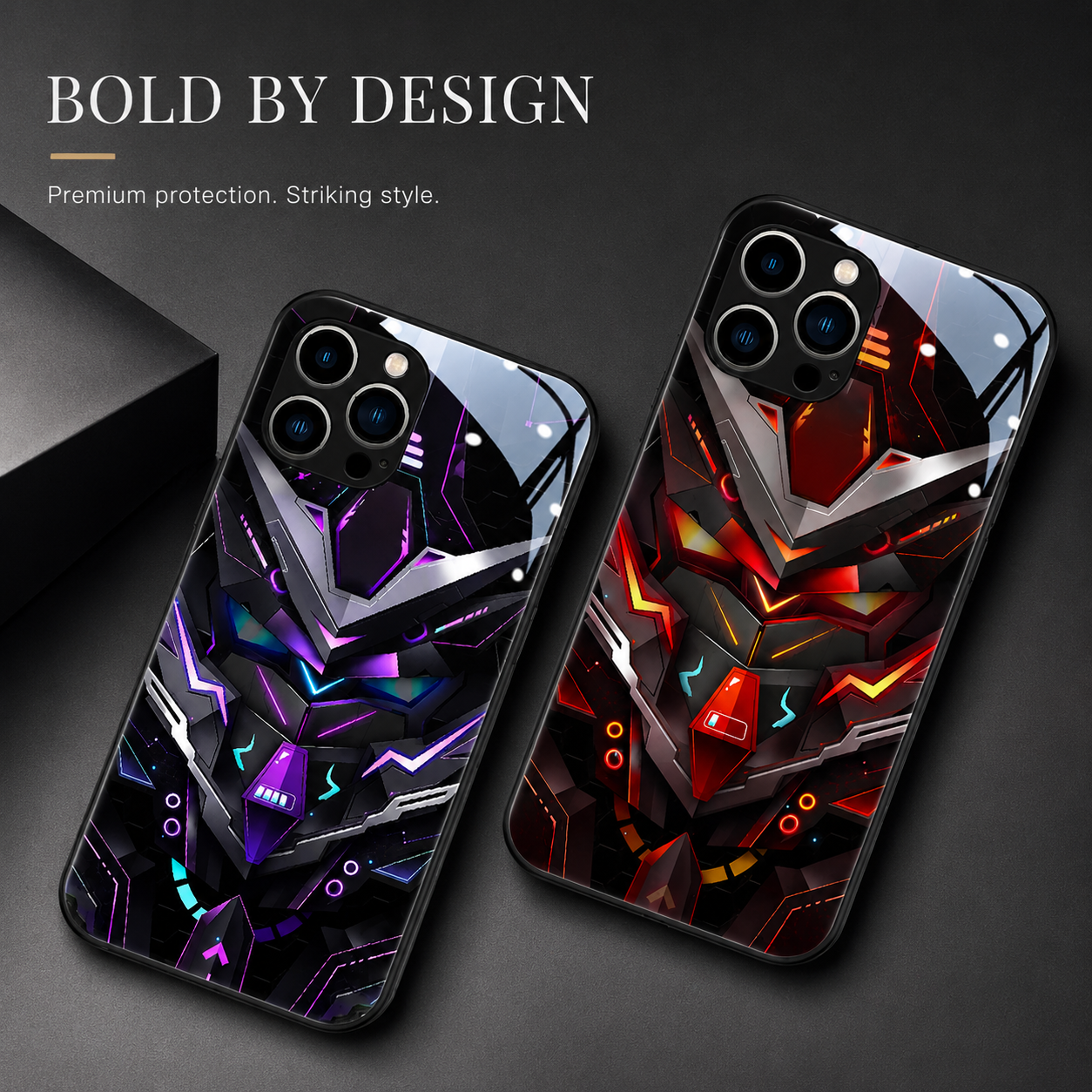 Luxury iPhone Case MagSafe Compatible LED Notification Light Protective Cover Camera Lens Protection Shockproof Mecha Design Ultra Thin