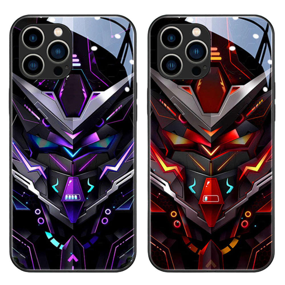 Luxury iPhone Case MagSafe Compatible LED Notification Light Protective Cover Camera Lens Protection Shockproof Mecha Design Ultra Thin