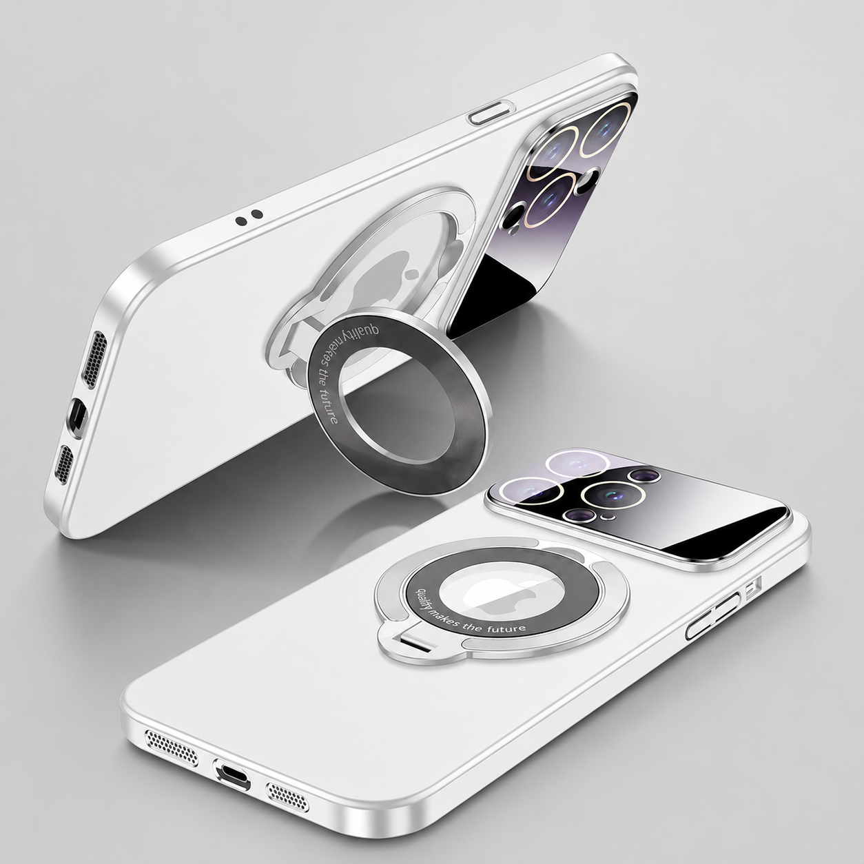 Luxury iPhone Case MagSafe Compatible Matte Ring Stand Protective Cover Camera Lens Protection Shockproof Hard PC Ultra Thin Slim Design
