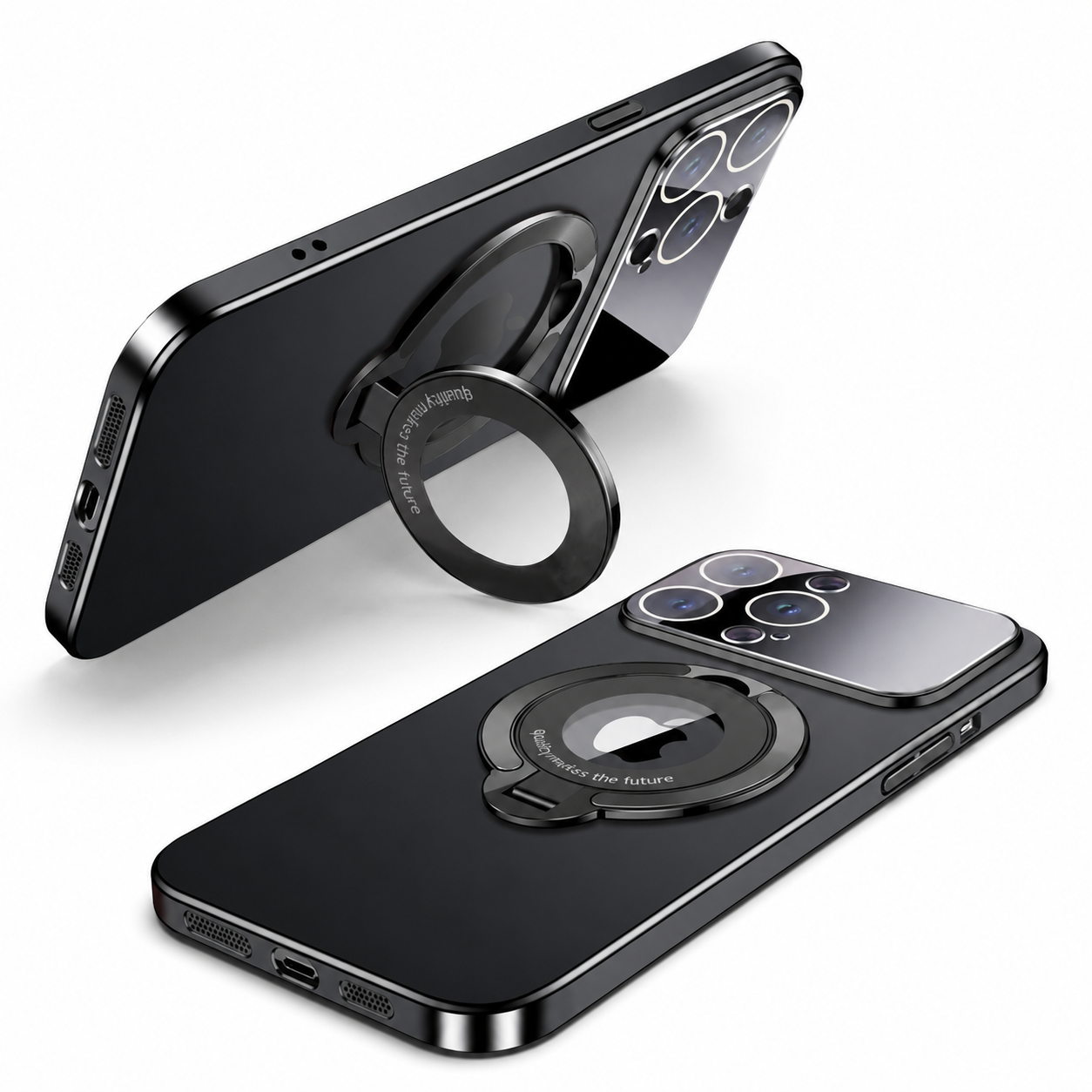 Luxury iPhone Case MagSafe Compatible Matte Ring Stand Protective Cover Camera Lens Protection Shockproof Hard PC Ultra Thin Slim Design