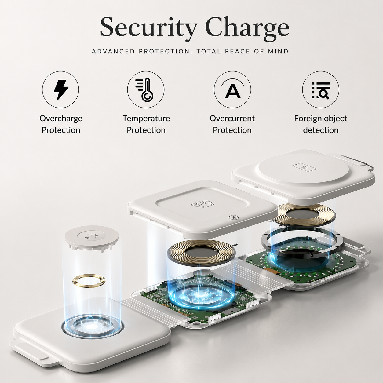 Premium 3 in 1 Wireless Charger Foldable MagSafe Compatible 15W Fast Charging Station Magnetic Portable Charging Dock Stand Phone Watch Earbuds