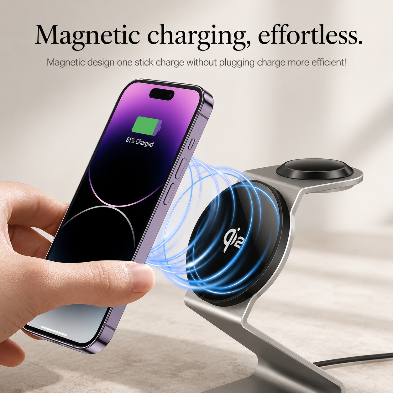 Premium 3 in 1 Wireless Charger Foldable MagSafe Compatible 15W Fast Charging Station Magnetic Portable Charging Dock Stand Phone Watch Earbuds