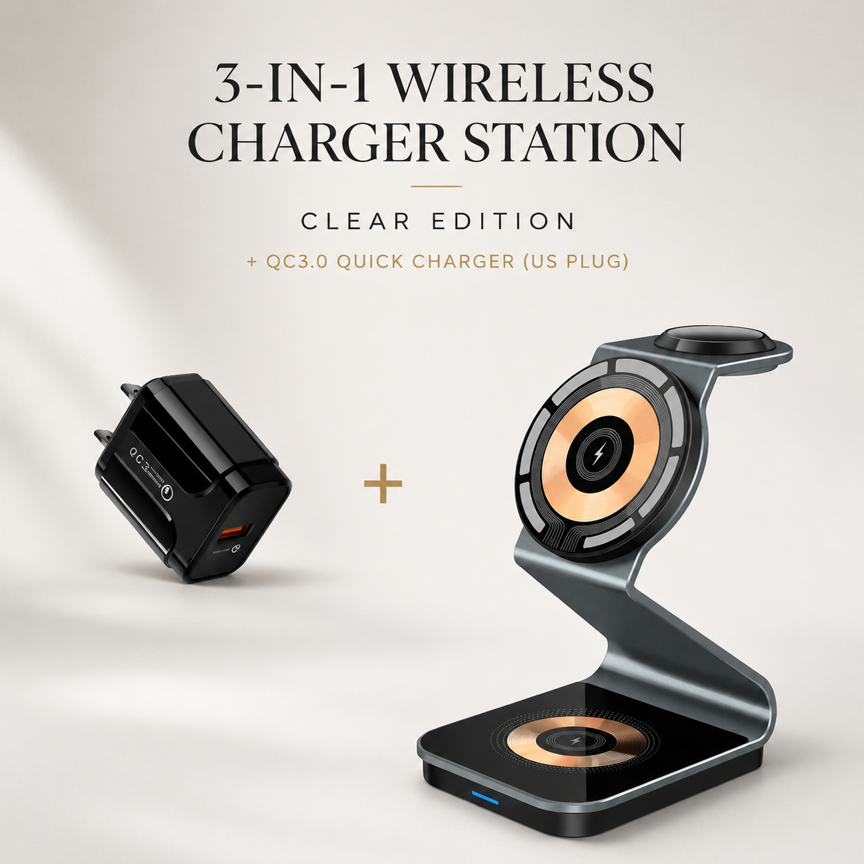 Premium 3 in 1 Wireless Charger Foldable MagSafe Compatible 15W Fast Charging Station Magnetic Portable Charging Dock Stand Phone Watch Earbuds