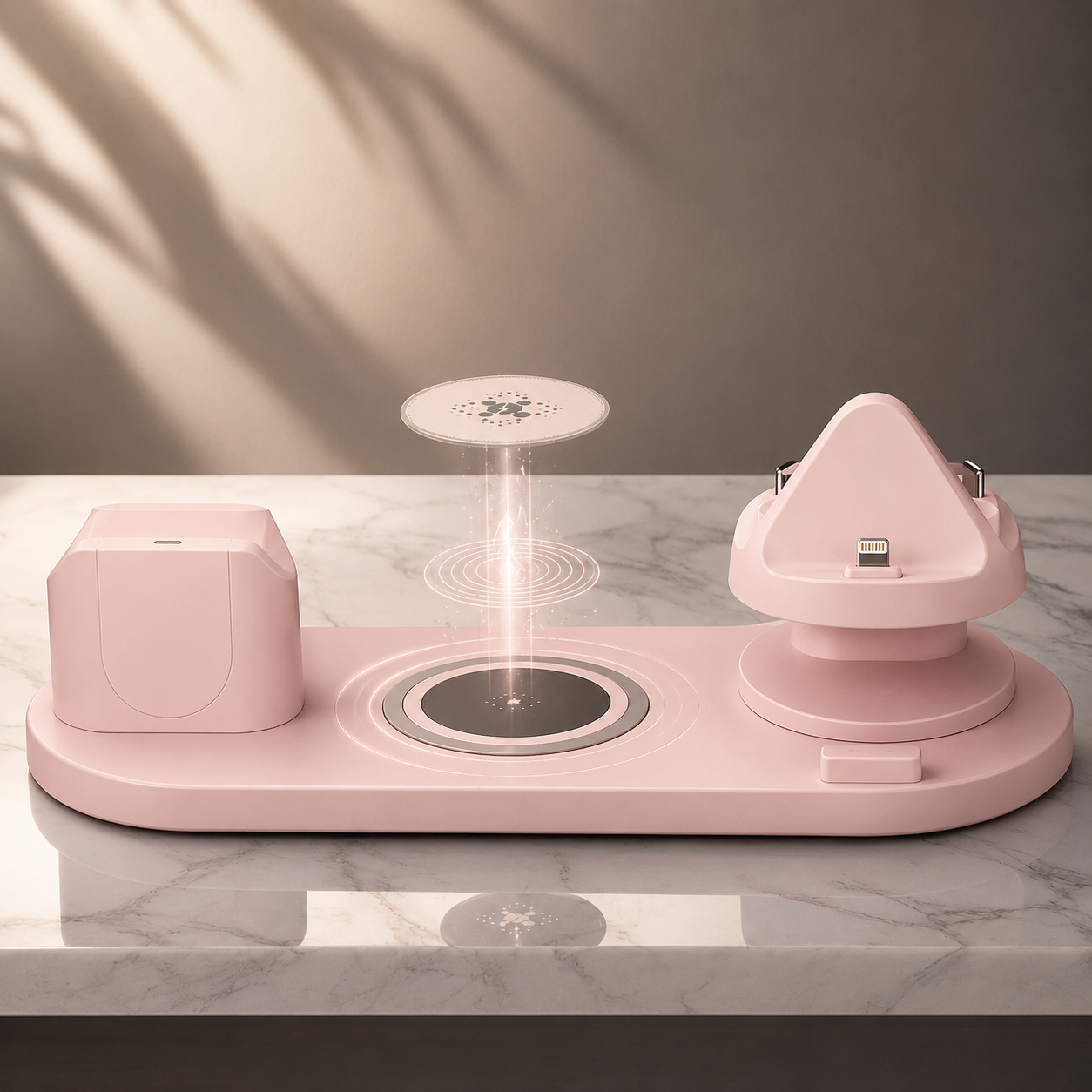 Premium 7 in 1 Wireless Charger Fast Charging Station Foldable Multi Device Charging Dock Smartphone Earbuds Watch MagSafe Compatible Stand Design