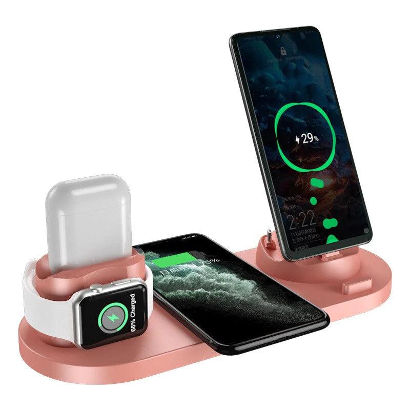 Premium 7 in 1 Wireless Charger Fast Charging Station Foldable Multi Device Charging Dock Smartphone Earbuds Watch MagSafe Compatible Stand Design