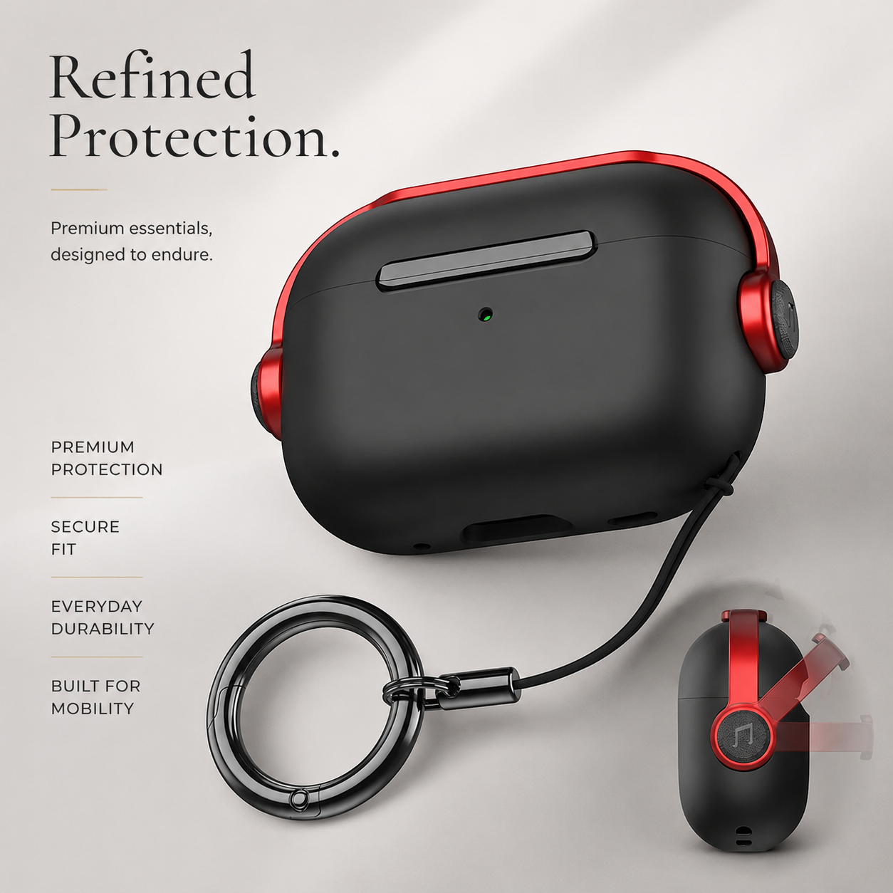 Premium AirPods Case Protective Cover Wireless Charging Compatible Lanyard Strap Shockproof Lightweight Secure Fit Portable Travel Storage Organizer