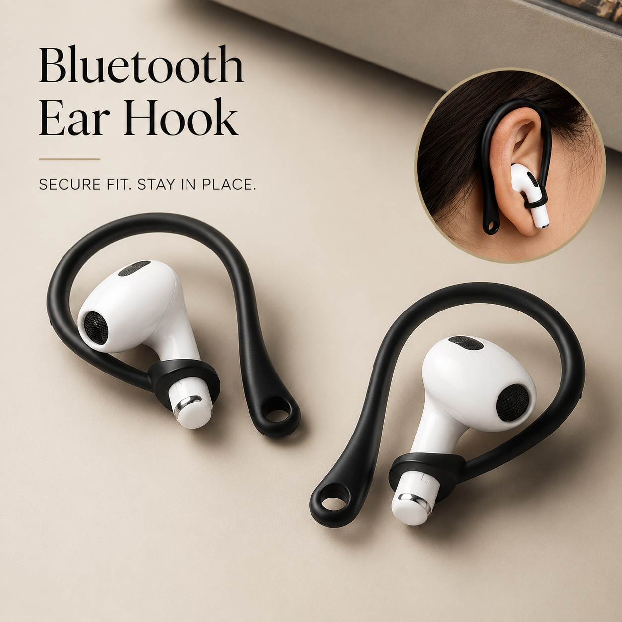 Premium AirPods Ear Hooks Silicone Anti Slip Secure Fit Sports Ear Support Comfortable Wireless Earbud Accessories Workout Stable Lightweight Design