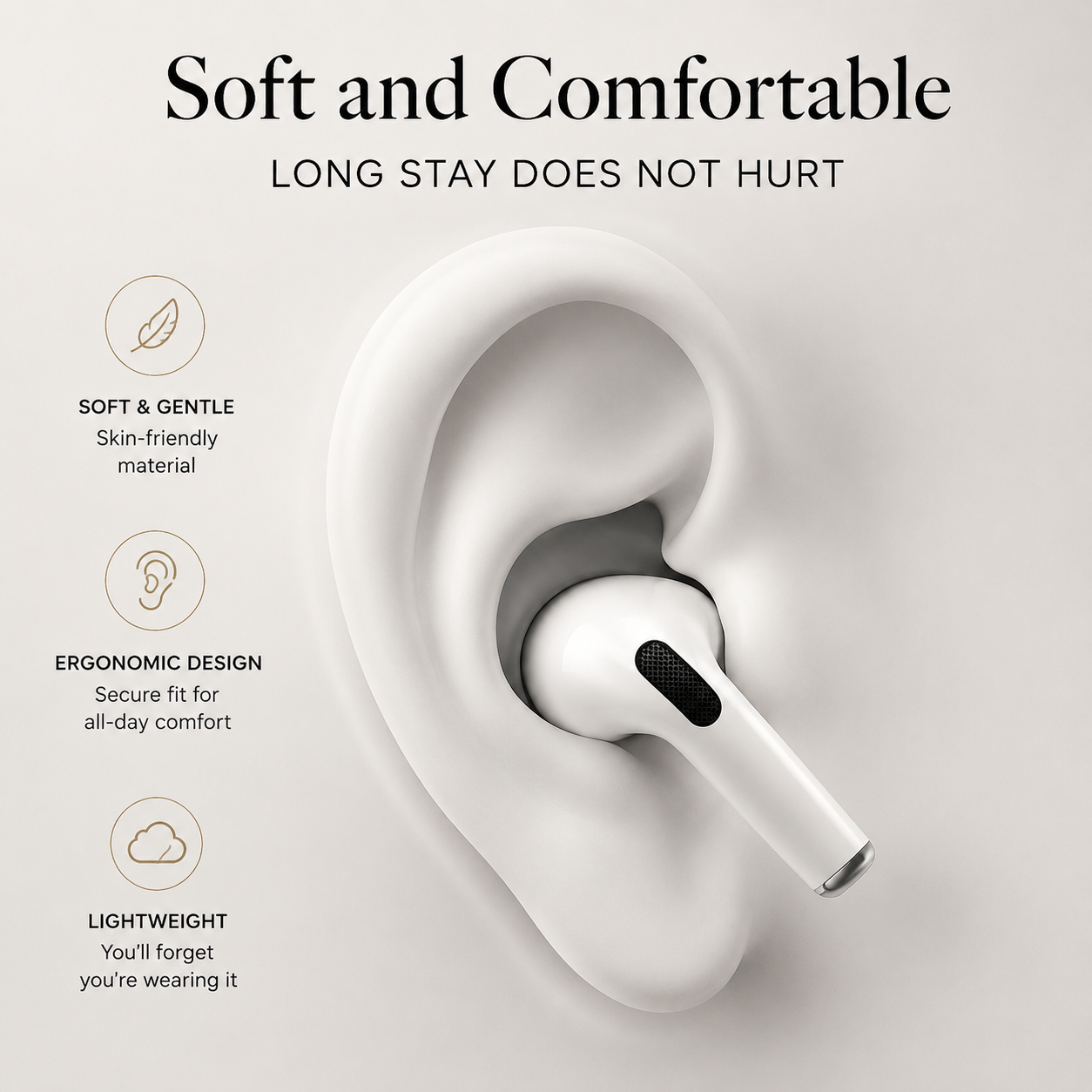 Premium AirPods Ear Tips Memory Foam Silicone Replacement Multiple Sizes Noise Isolation Comfortable Secure Fit Earbuds Accessories Pro Compatible