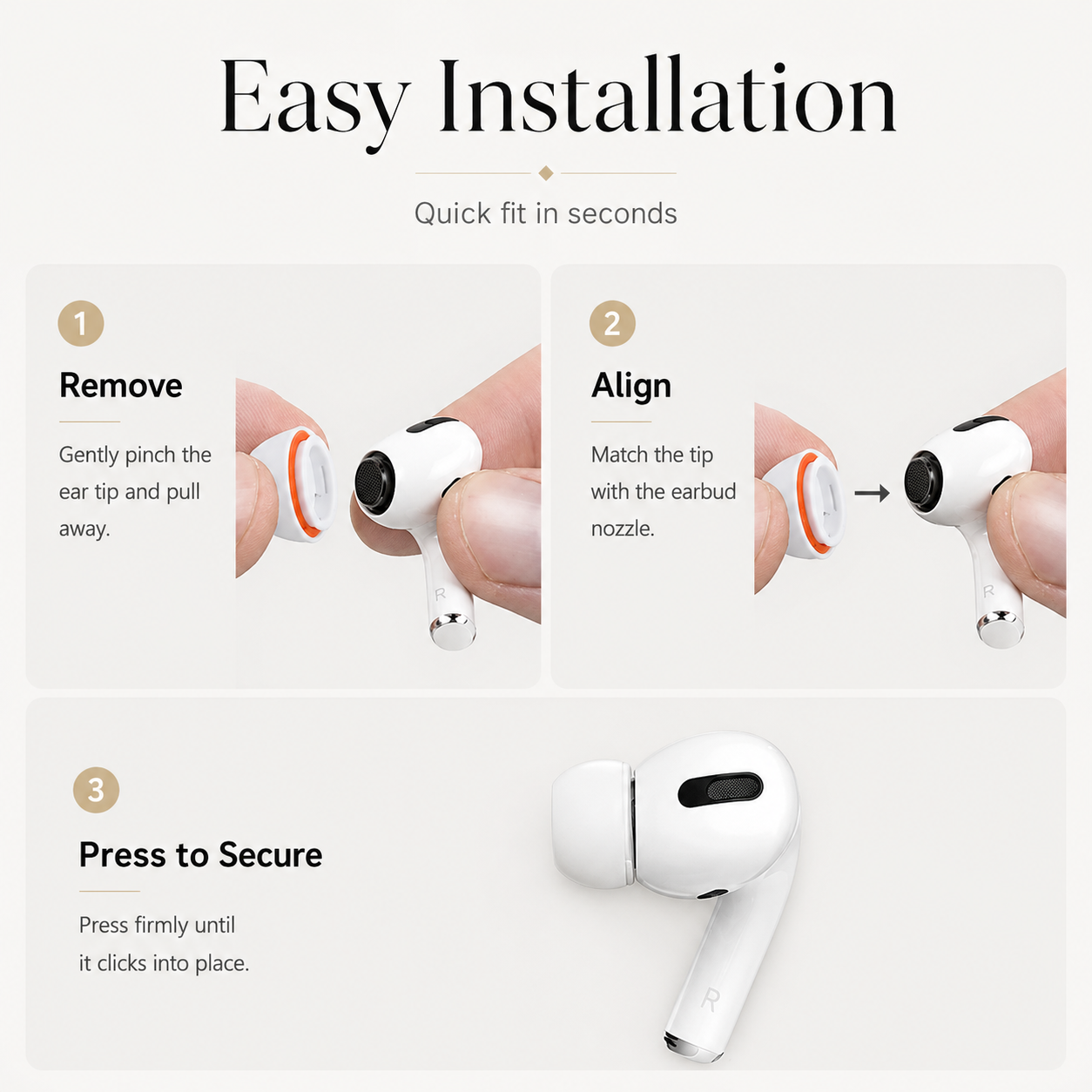 Premium AirPods Ear Tips Memory Foam Silicone Replacement Multiple Sizes Noise Isolation Comfortable Secure Fit Earbuds Accessories Pro Compatible