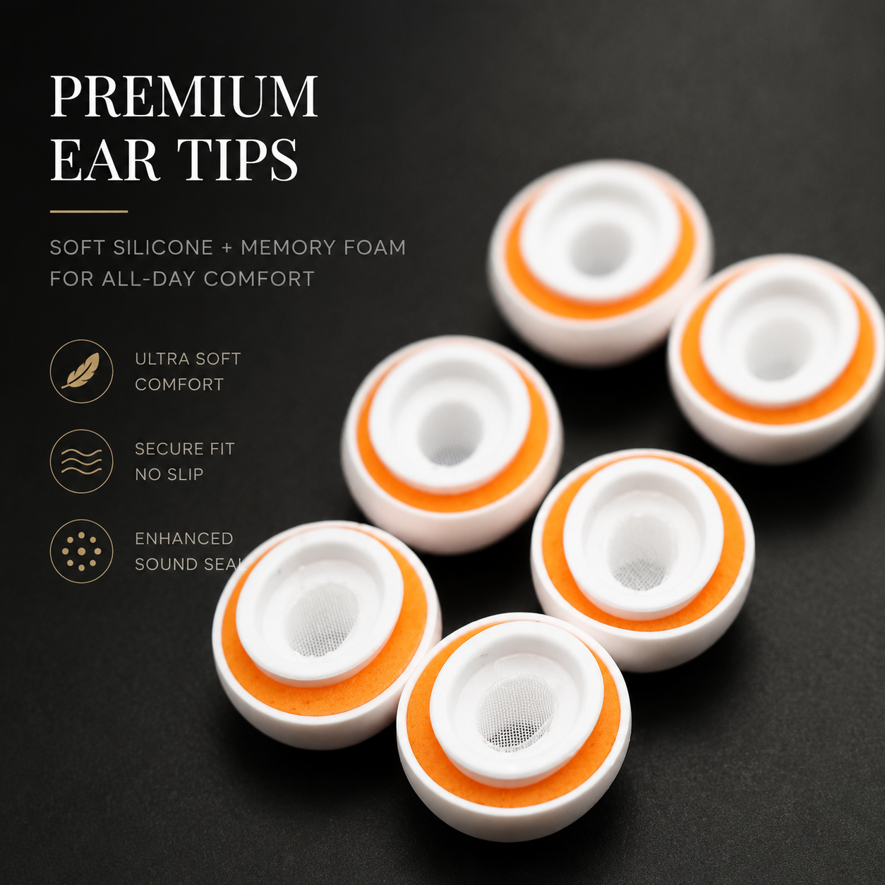 Premium AirPods Ear Tips Memory Foam Silicone Replacement Multiple Sizes Noise Isolation Comfortable Secure Fit Earbuds Accessories Pro Compatible