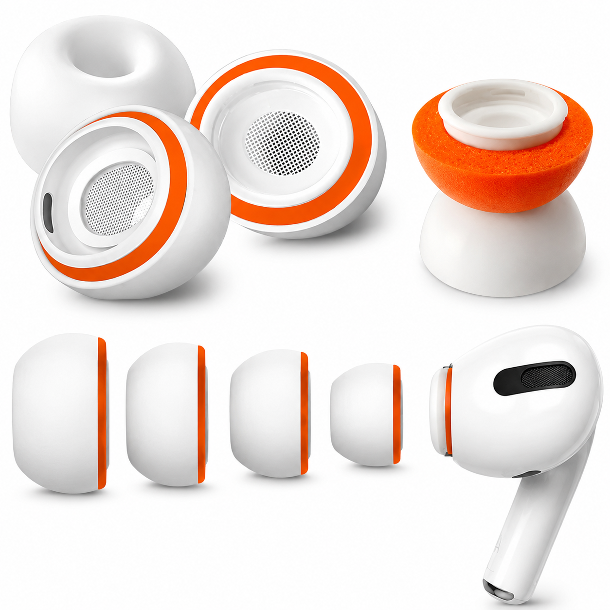 Premium AirPods Ear Tips Memory Foam Silicone Replacement Multiple Sizes Noise Isolation Comfortable Secure Fit Earbuds Accessories Pro Compatible