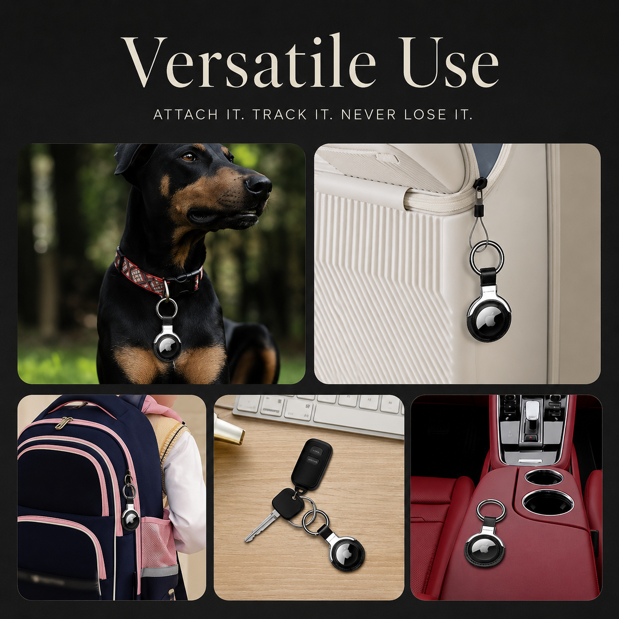 Premium AirTag Case Metal Protective Cover Keychain Clip Shockproof Scratch Resistant Secure Holder Travel Accessory Portable Design Everyday Carry