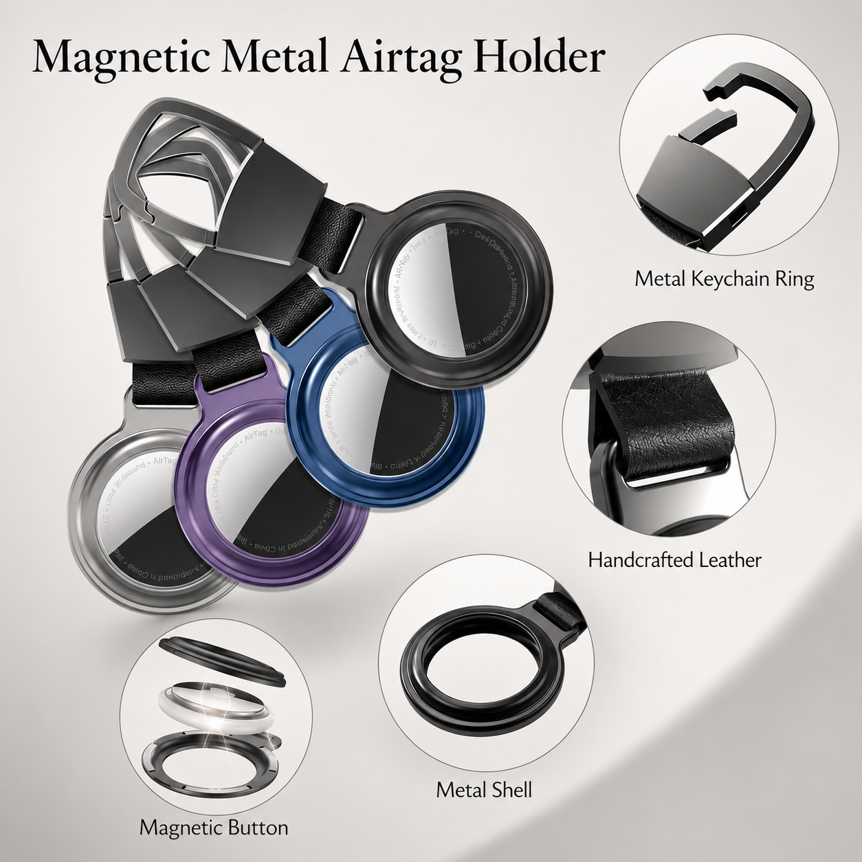 Premium AirTag Case Metal Protective Cover Keychain Clip Shockproof Scratch Resistant Secure Holder Travel Accessory Portable Design Everyday Carry