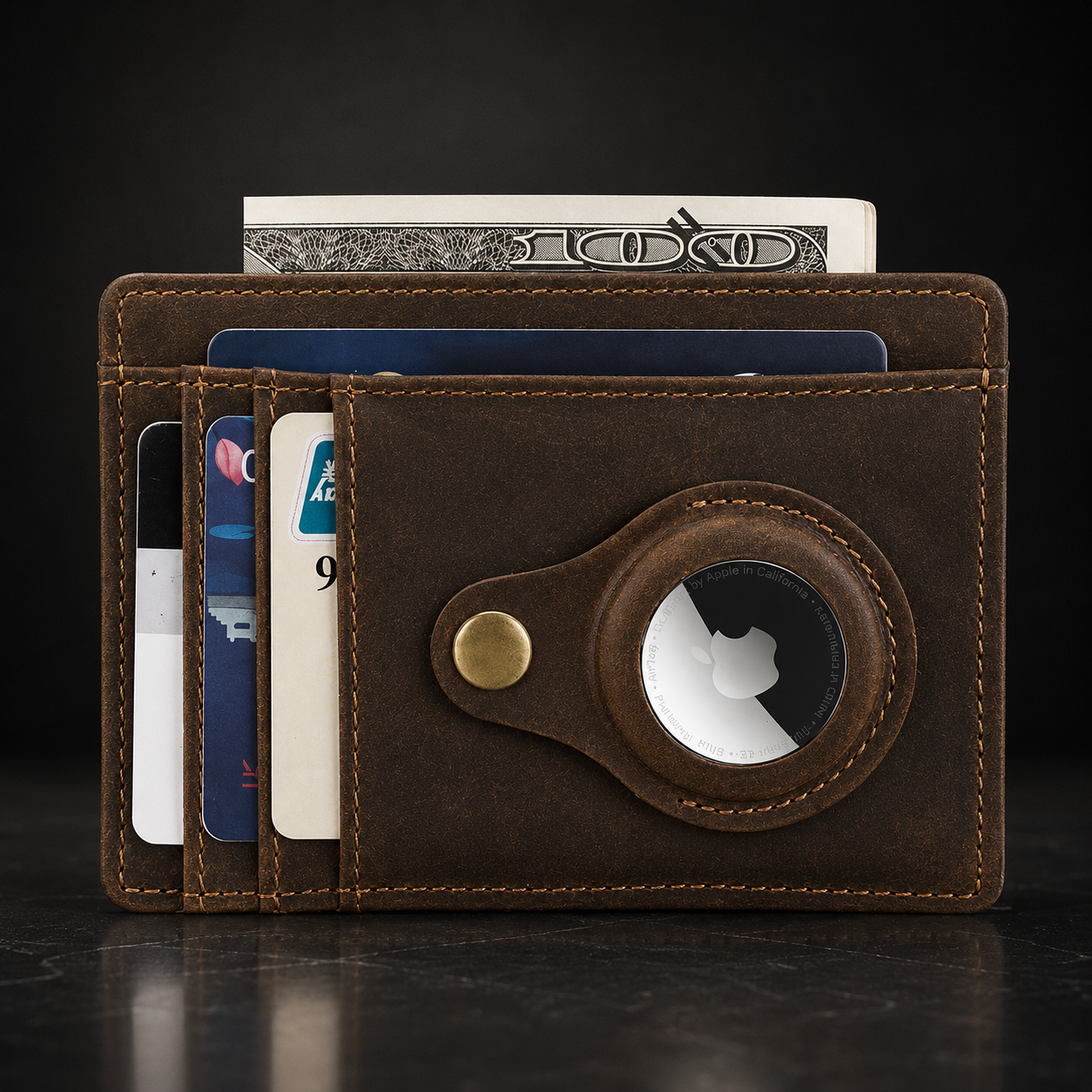 Premium AirTag Wallet Case RFID Blocking Leather Card Holder Slim Magnetic Closure Secure Card Storage ID Credit Travel Slim Protective Design