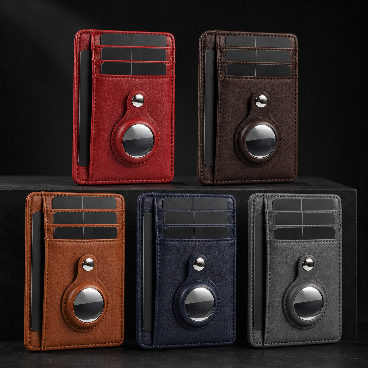 Premium AirTag Wallet Case RFID Blocking Leather Card Holder Slim Magnetic Closure Secure Card Storage ID Credit Travel Slim Protective Design