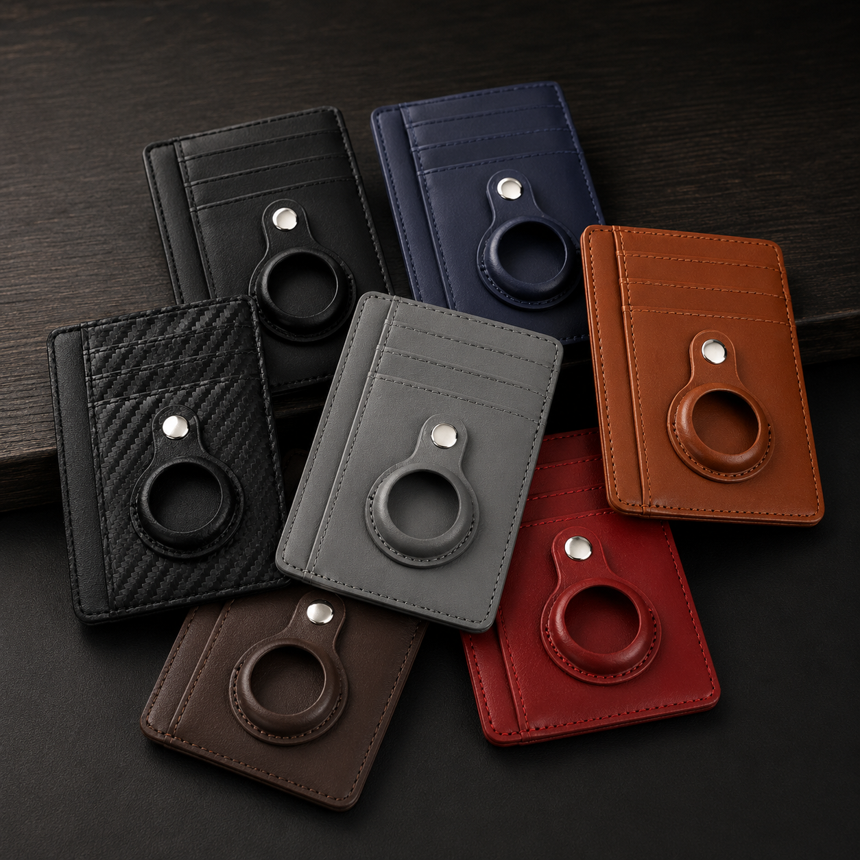 Premium AirTag Wallet Case RFID Blocking Leather Card Holder Slim Magnetic Closure Secure Card Storage ID Credit Travel Slim Protective Design