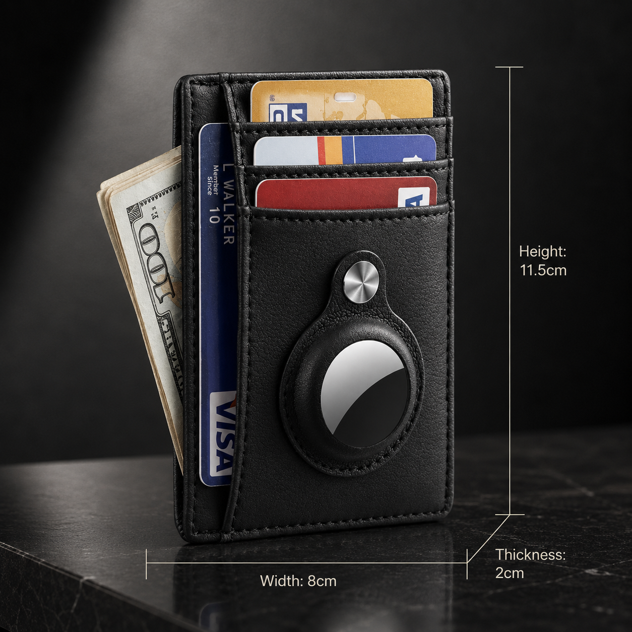 Premium AirTag Wallet Case RFID Blocking Leather Card Holder Slim Magnetic Closure Secure Card Storage ID Credit Travel Slim Protective Design