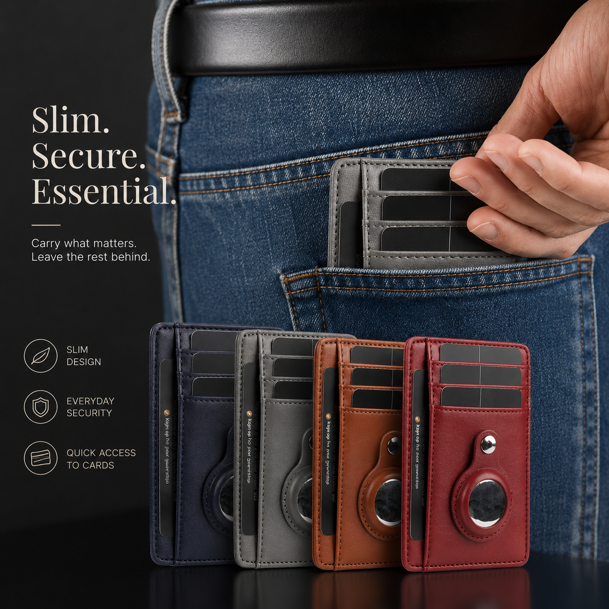 Premium AirTag Wallet Case RFID Blocking Leather Card Holder Slim Magnetic Closure Secure Card Storage ID Credit Travel Slim Protective Design