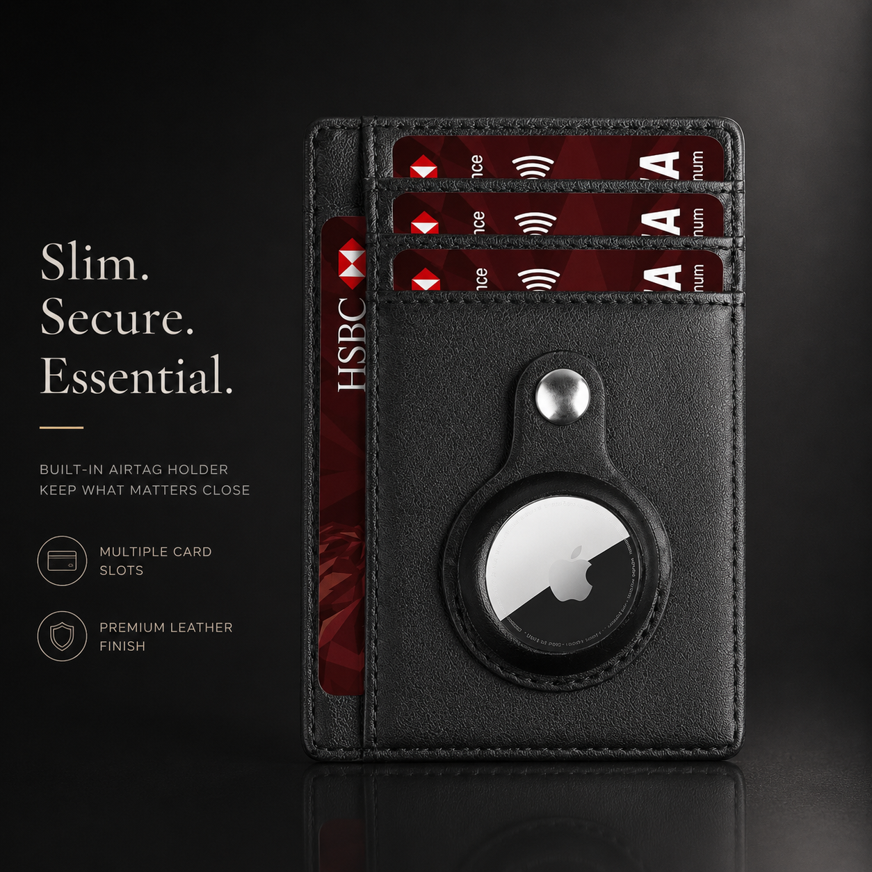 Premium AirTag Wallet Case RFID Blocking Leather Card Holder Slim Magnetic Closure Secure Card Storage ID Credit Travel Slim Protective Design