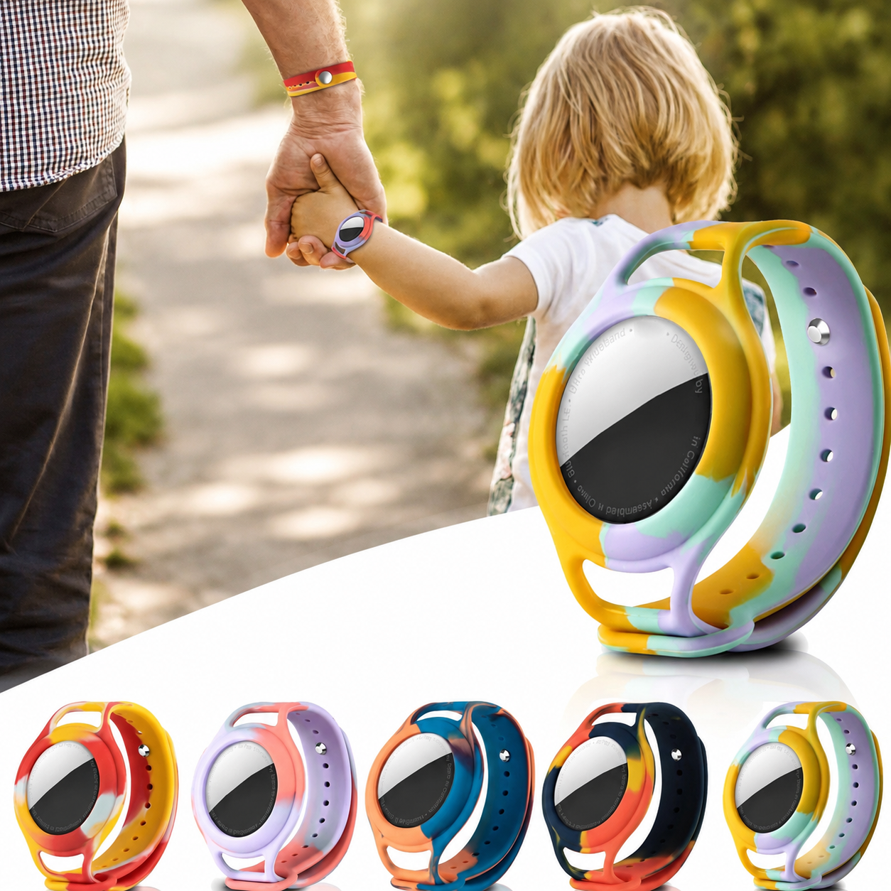 Premium AirTag Wristband Kids Silicone Tracker Holder Adjustable Secure Fit Comfortable Lightweight Protective Strap Daily Wear Child Safety Accessory