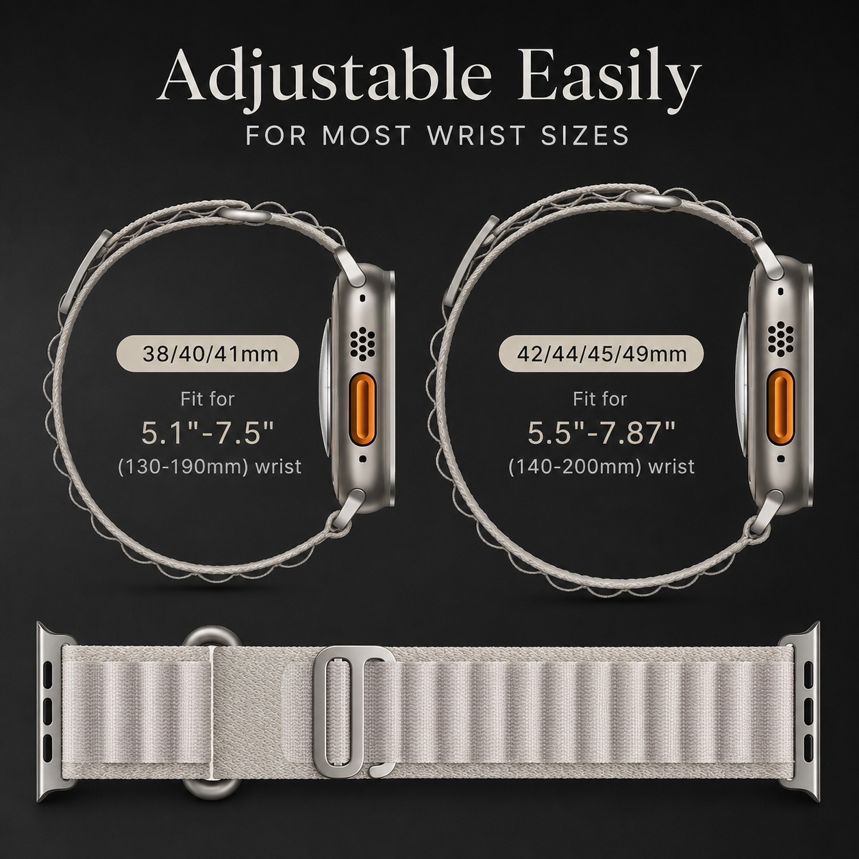 Premium Apple Watch Band Alpine Loop Nylon Strap Adjustable Secure Fit Durable Outdoor Sport Wristband Lightweight Breathable Series Compatible