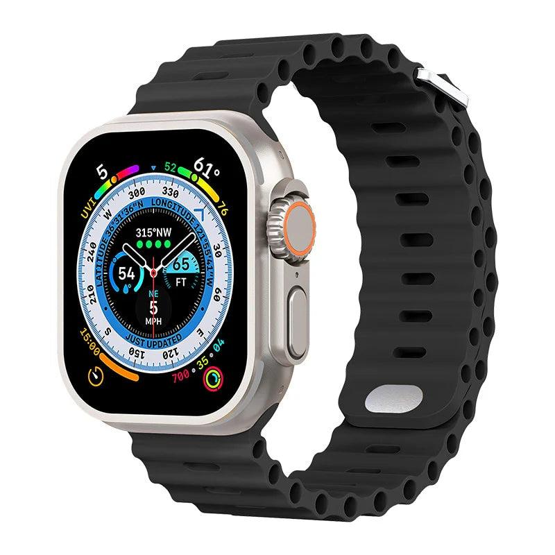 Premium Apple Watch Band Ocean Silicone Sport Strap Adjustable Secure Fit Soft Durable Wristband Comfortable Sweat Resistant Everyday Wear Design