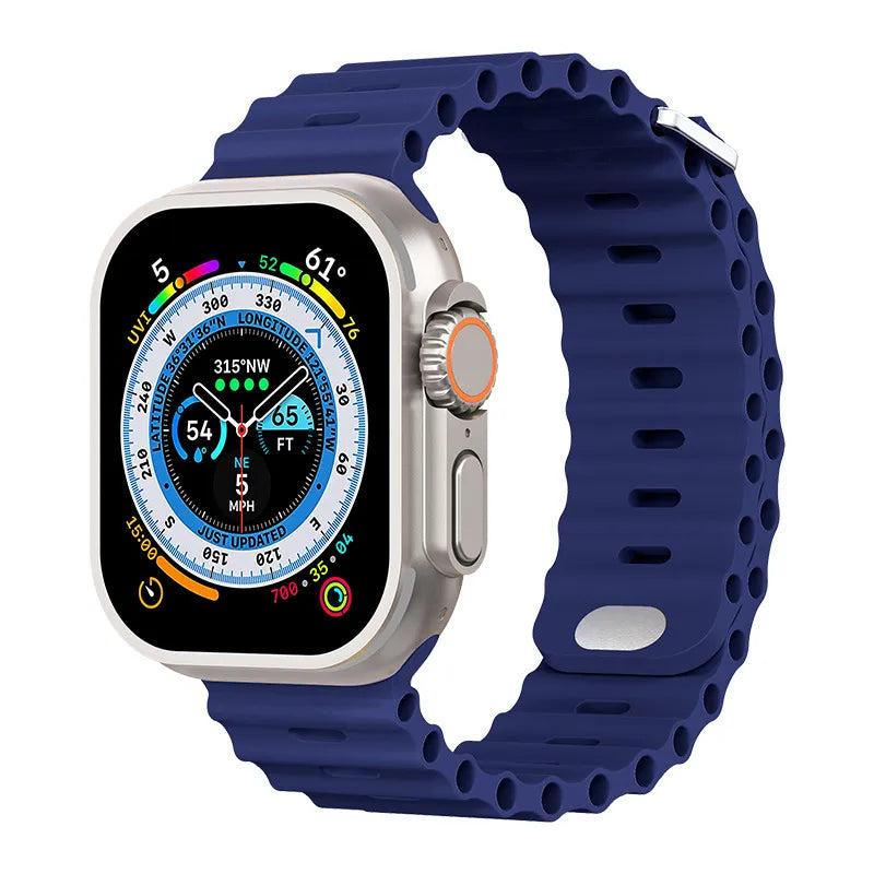 Premium Apple Watch Band Ocean Silicone Sport Strap Adjustable Secure Fit Soft Durable Wristband Comfortable Sweat Resistant Everyday Wear Design