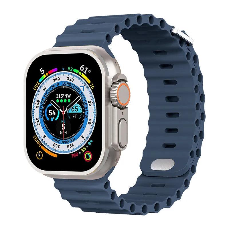 Premium Apple Watch Band Ocean Silicone Sport Strap Adjustable Secure Fit Soft Durable Wristband Comfortable Sweat Resistant Everyday Wear Design