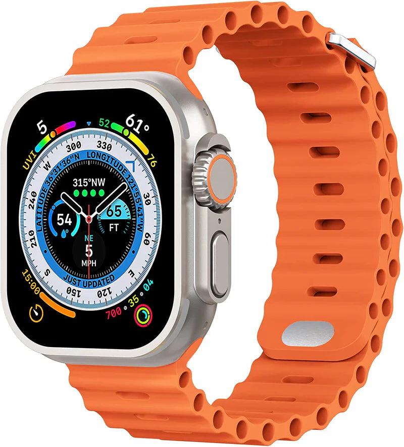 Premium Apple Watch Band Ocean Silicone Sport Strap Adjustable Secure Fit Soft Durable Wristband Comfortable Sweat Resistant Everyday Wear Design