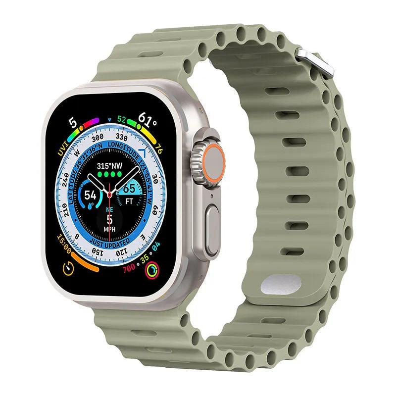 Premium Apple Watch Band Ocean Silicone Sport Strap Adjustable Secure Fit Soft Durable Wristband Comfortable Sweat Resistant Everyday Wear Design