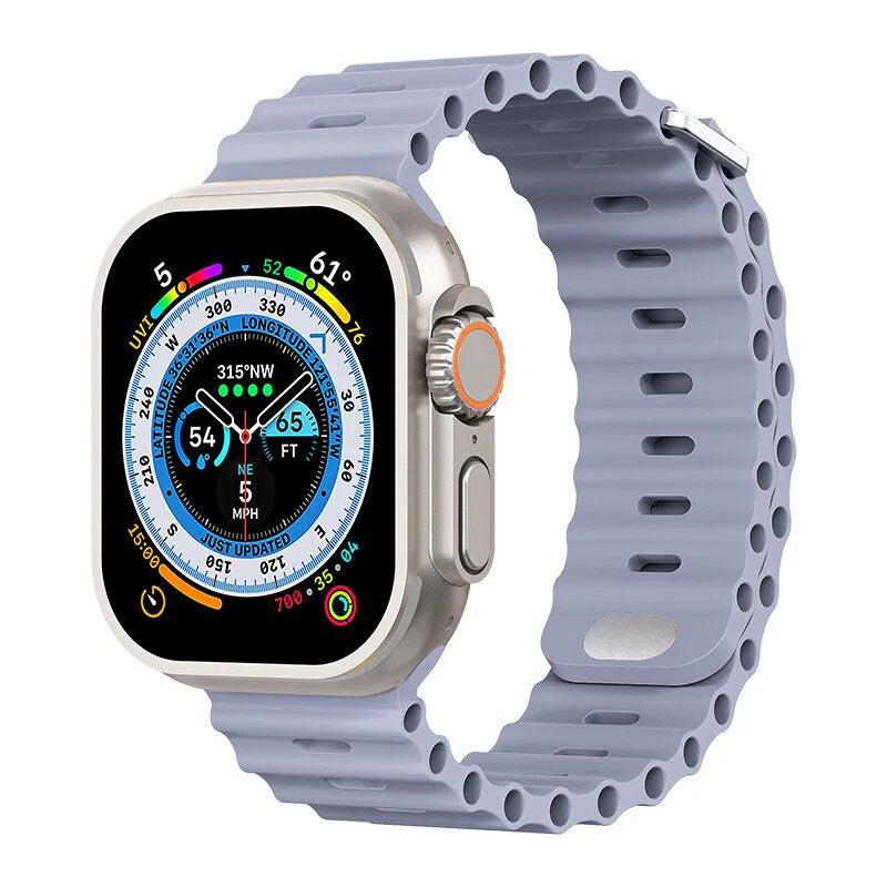 Premium Apple Watch Band Ocean Silicone Sport Strap Adjustable Secure Fit Soft Durable Wristband Comfortable Sweat Resistant Everyday Wear Design