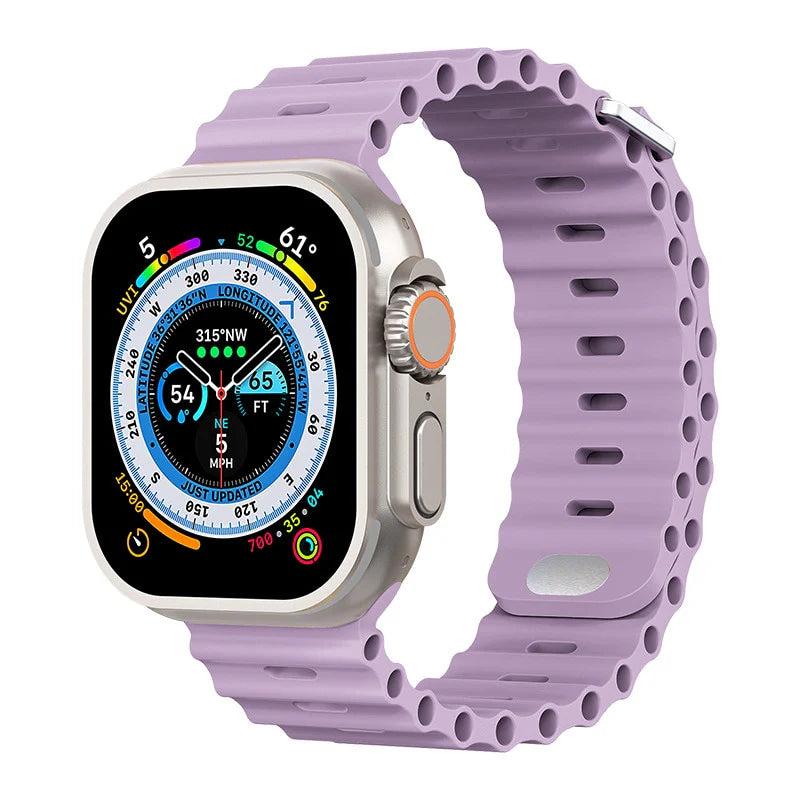Premium Apple Watch Band Ocean Silicone Sport Strap Adjustable Secure Fit Soft Durable Wristband Comfortable Sweat Resistant Everyday Wear Design