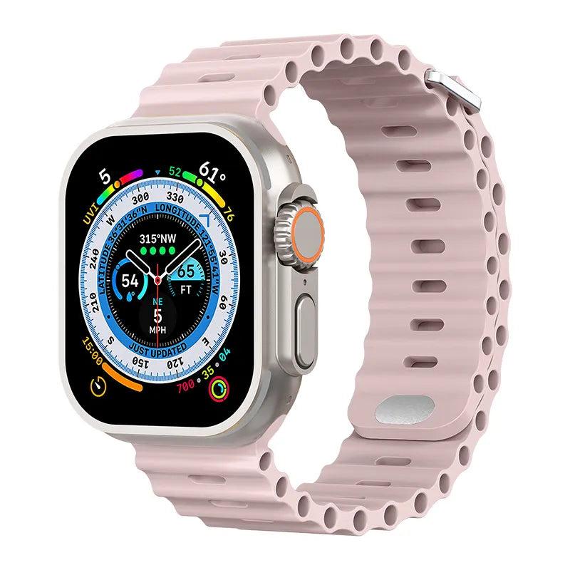 Premium Apple Watch Band Ocean Silicone Sport Strap Adjustable Secure Fit Soft Durable Wristband Comfortable Sweat Resistant Everyday Wear Design